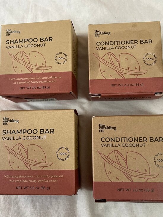 Lot of 4 The Earthling Co. 2 Shampoo Bar & 2 Conditioner Bar Vanilla Coconut 325 - Picture 1 of 16